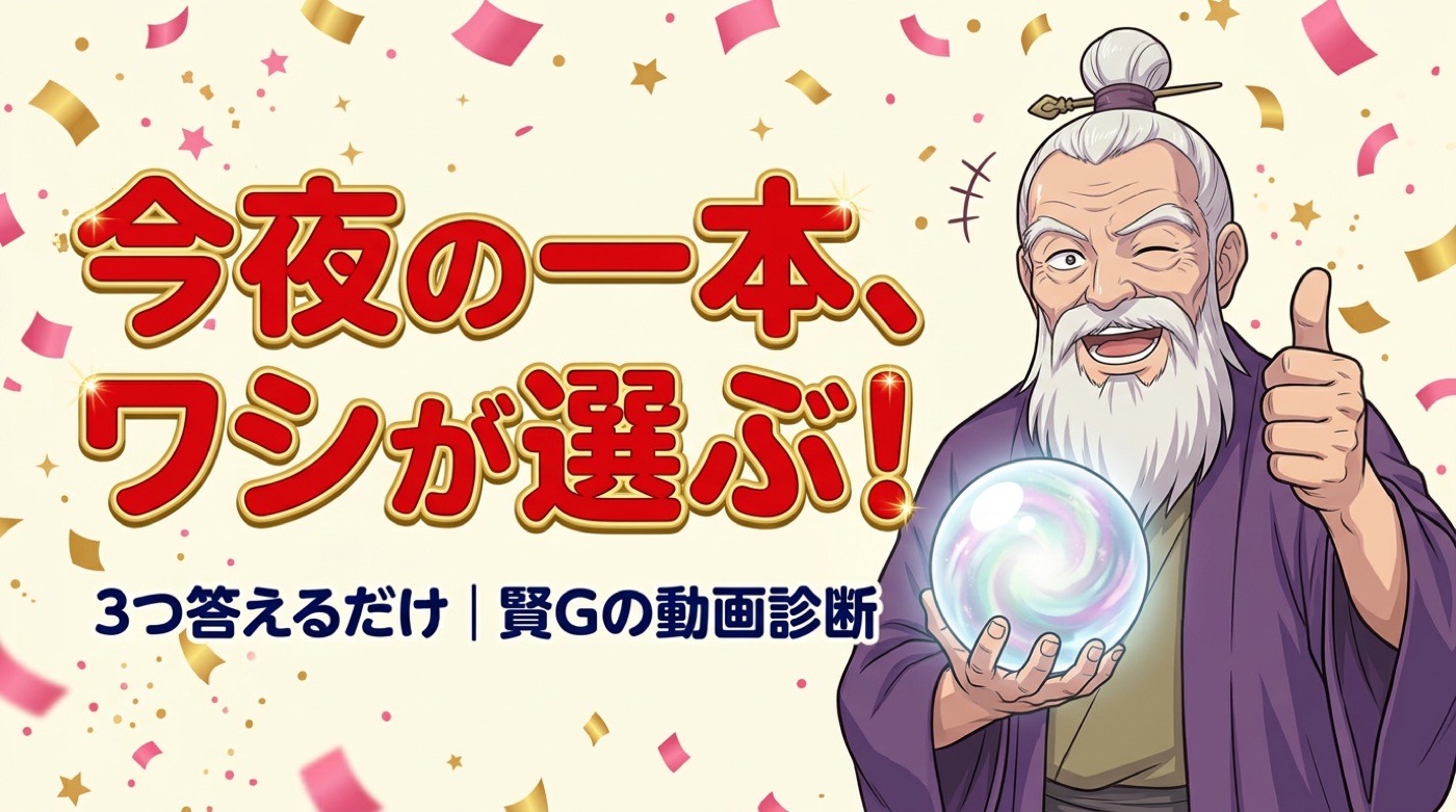 今夜の一本、ワシが選ぶ！——3つ答えるだけ、賢Gの動画診断